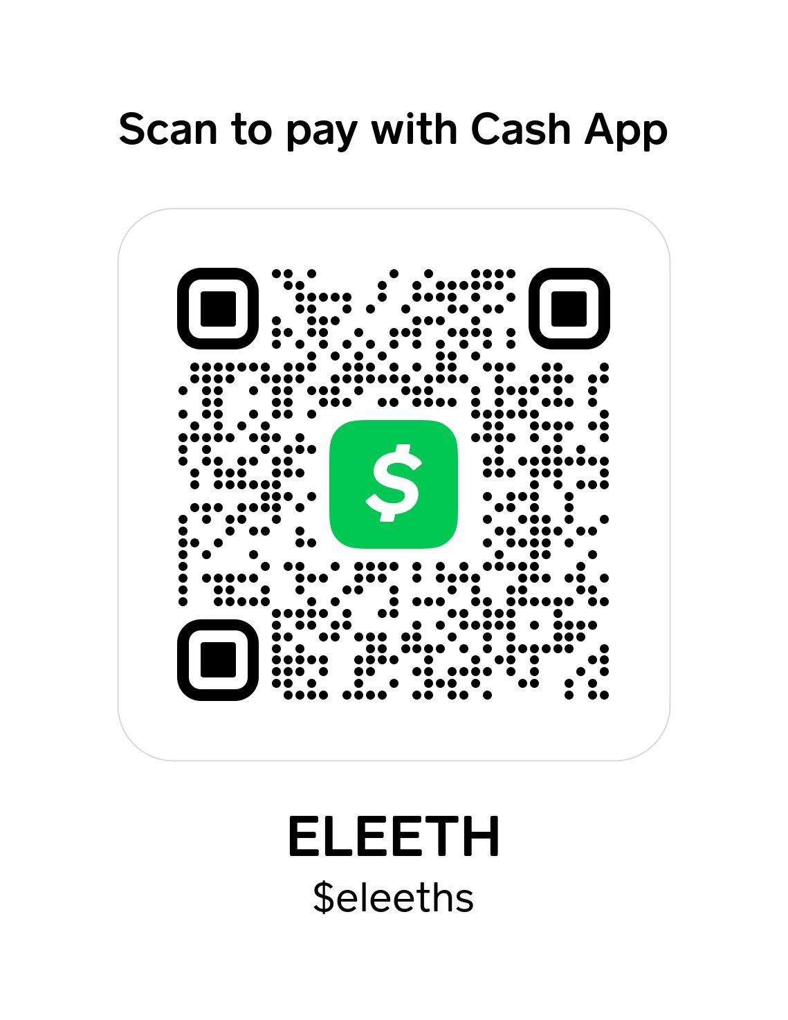 Scan to pay with Cash App — $eleeths